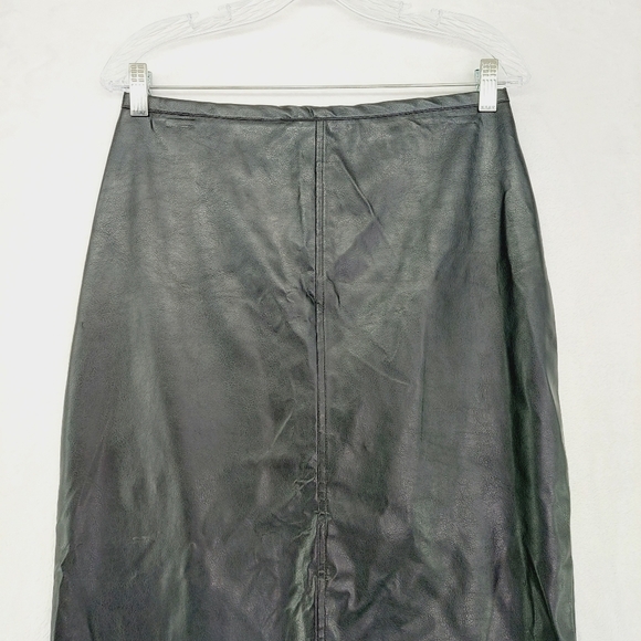 Wildlife Sportswear Black Faux Leather Back Zip Midi Skirt P6140 - Picture 3 of 7